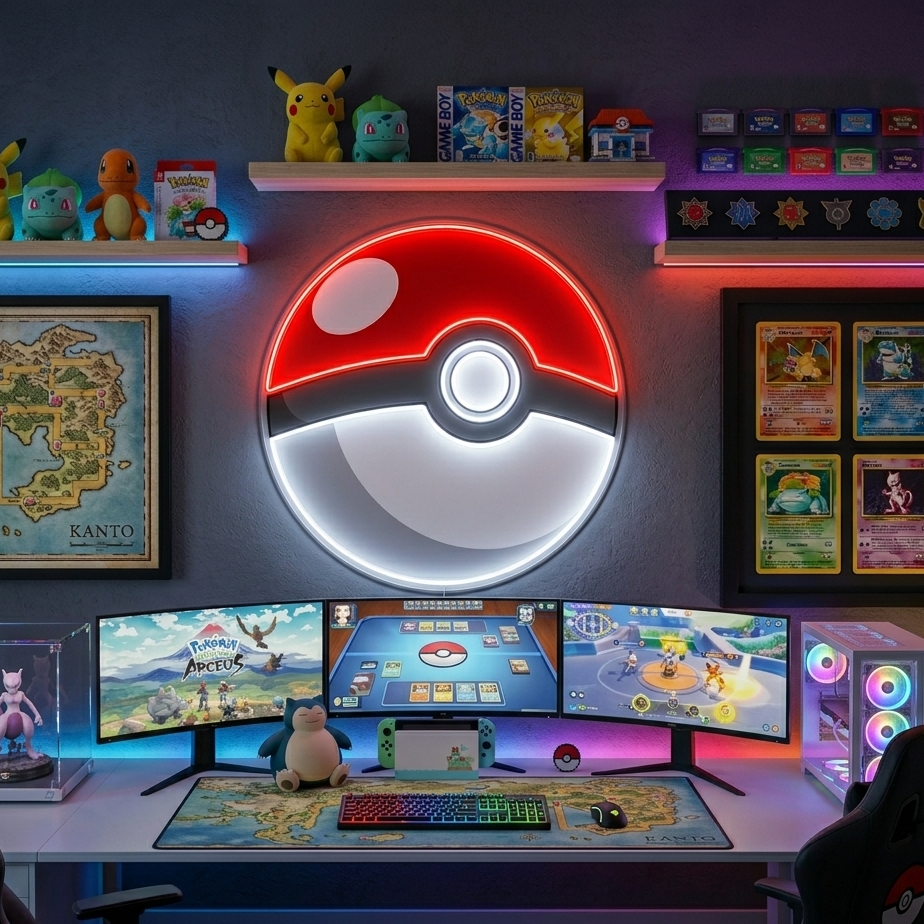 neon pokeball pokemon neon sign anime home decor