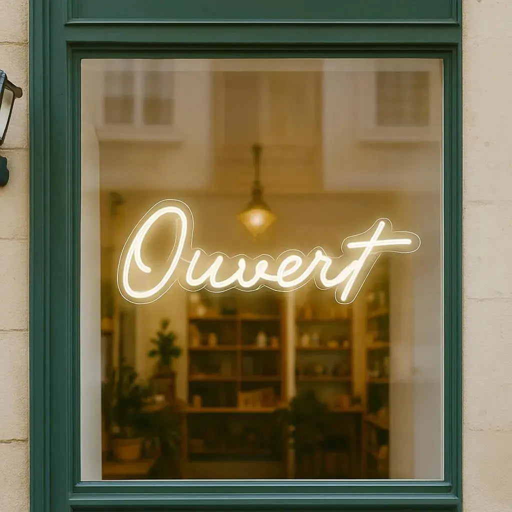 CURSIVE OUVERT SIGN — LED NEON SIGN – Nightglow Studio