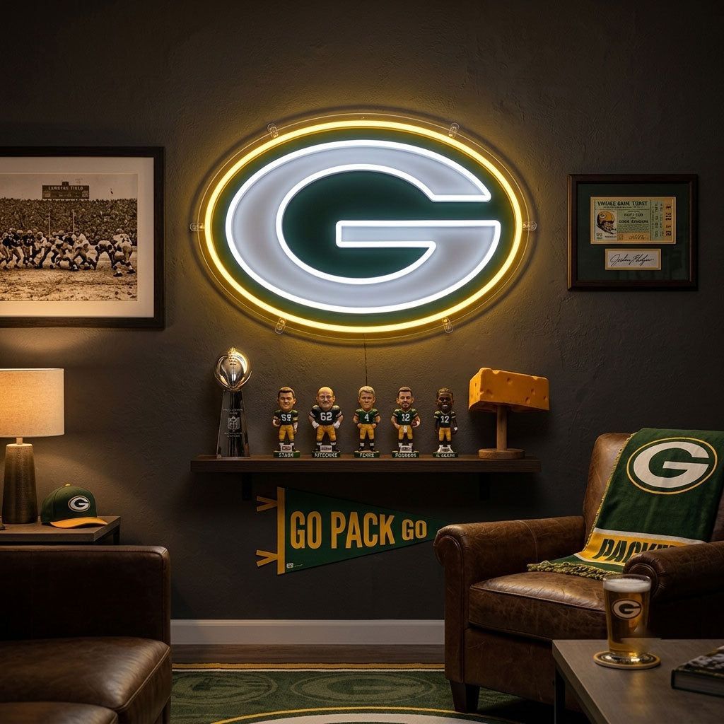 GREEN BAY PACKERS NEON SIGN | NFL FOOTBALL WALL LIGHT Nightglow Studio
