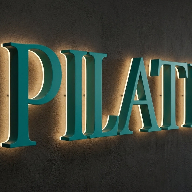 pilates backlit halo lit signage LED