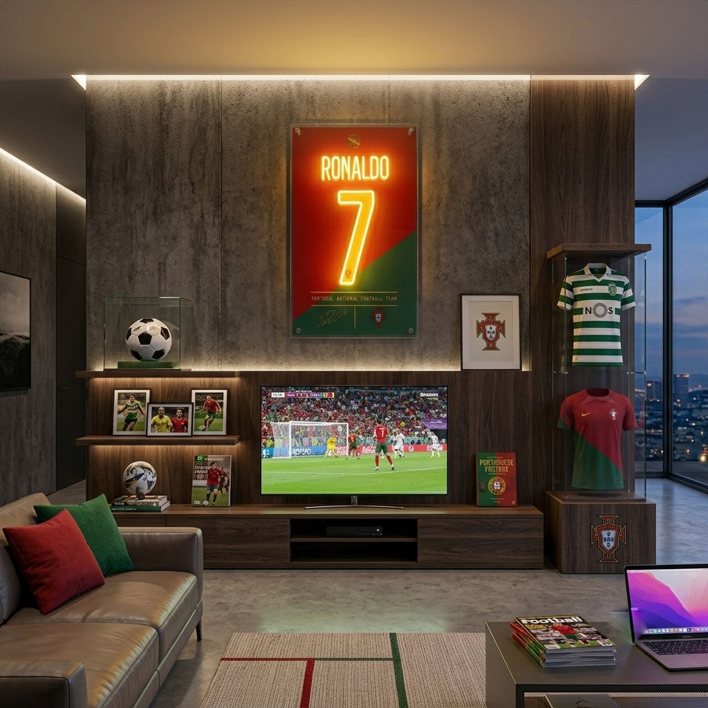ronaldo soccer football jersey fan art neon sign ronaldo poster wall art 