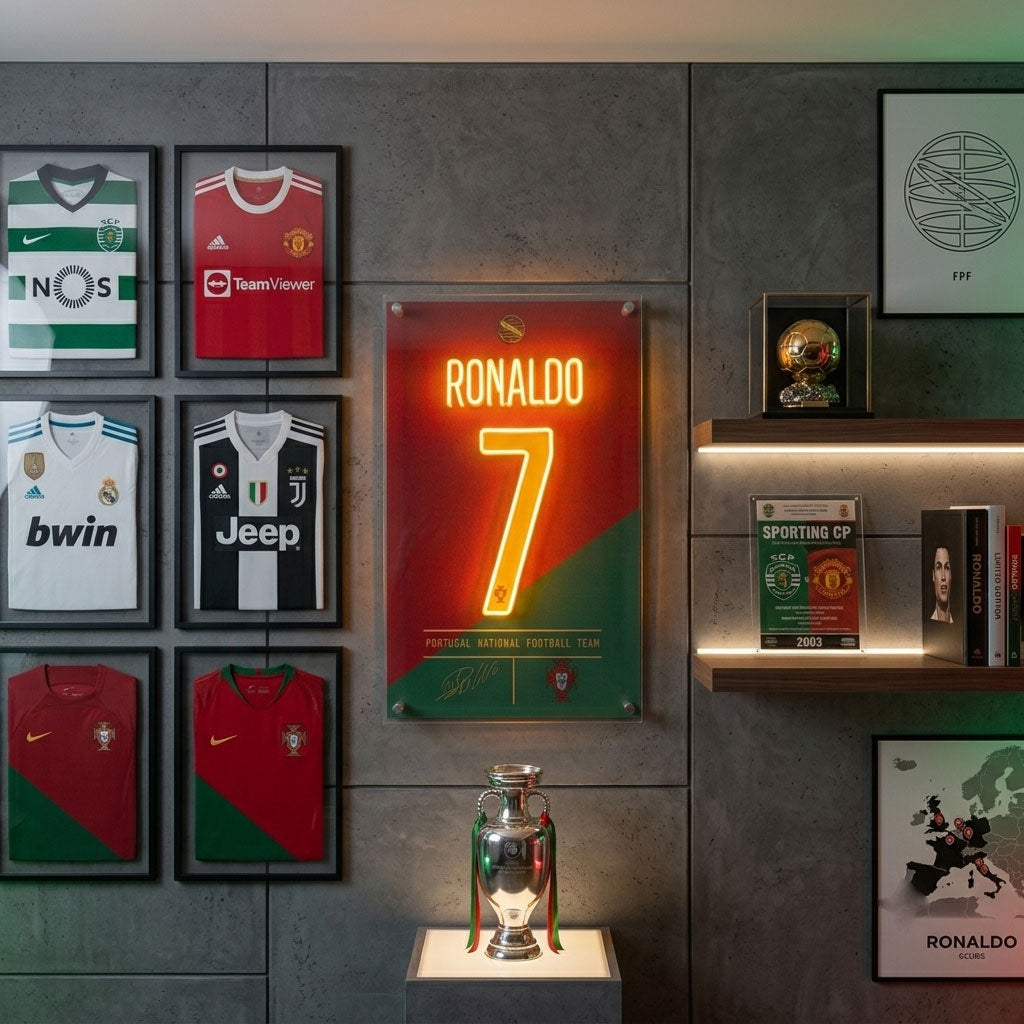 ronaldo soccer football jersey fan art neon sign ronaldo poster wall art 