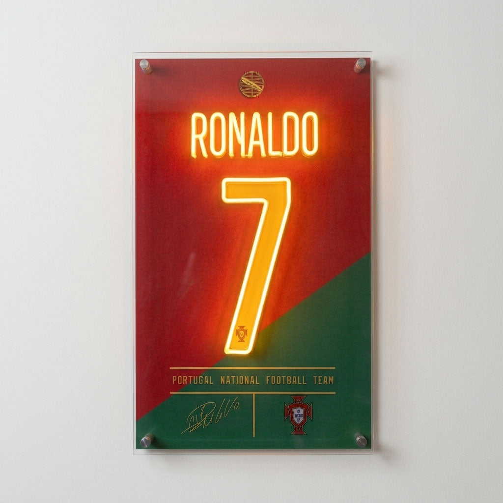 ronaldo soccer football jersey fan art neon sign ronaldo poster wall art 