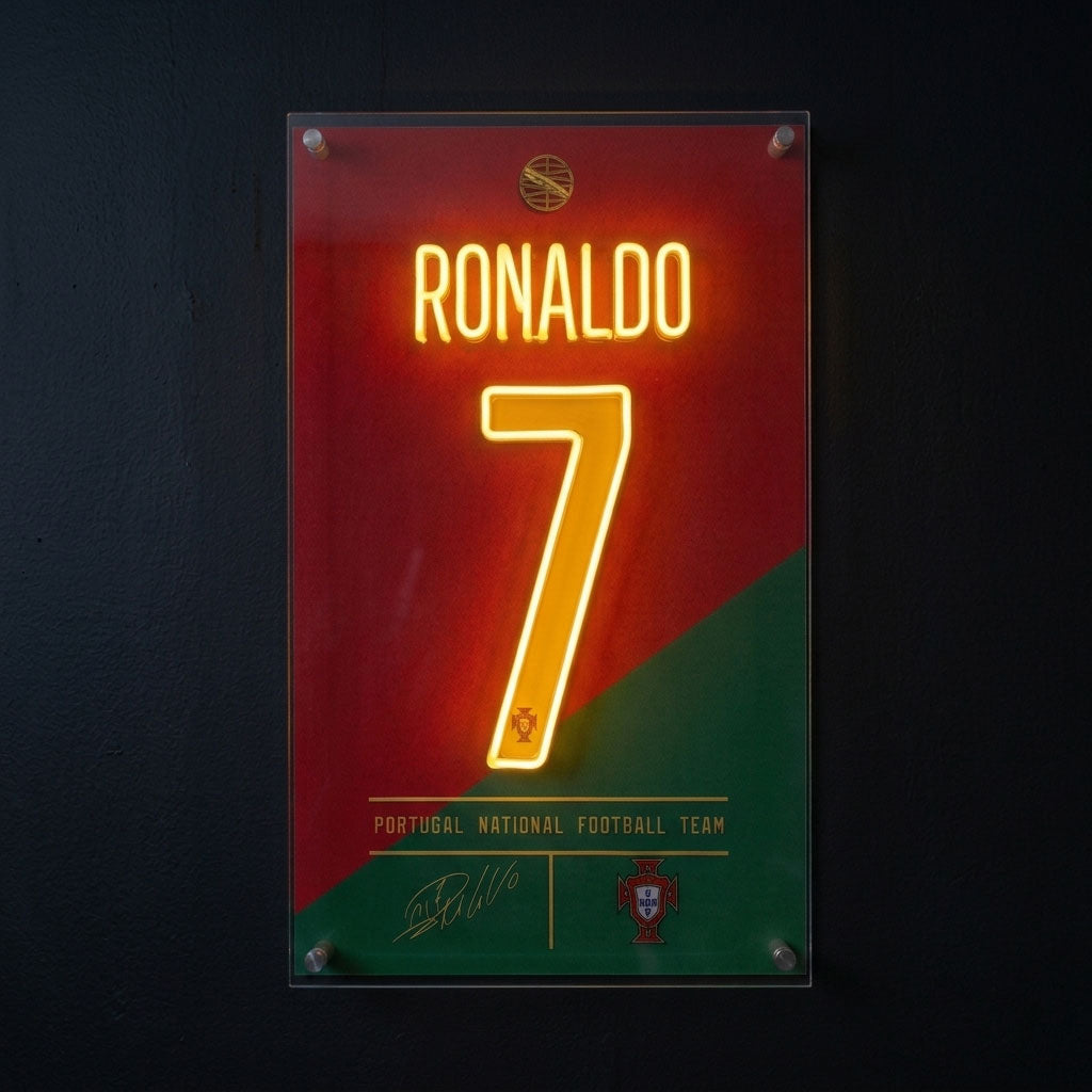 ronaldo soccer football jersey fan art neon sign ronaldo poster wall art 