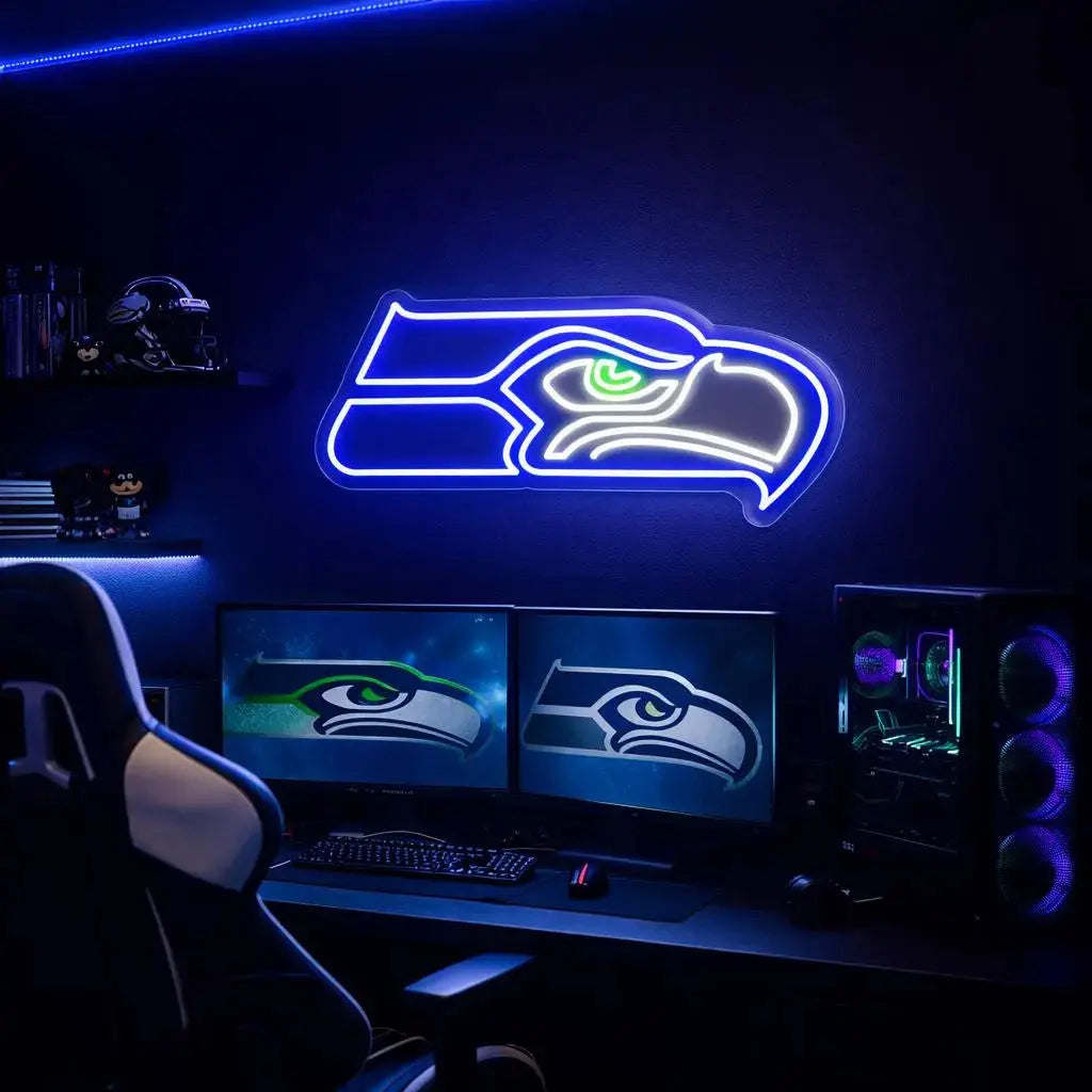 SEAHAWKS NEON SIGN | LED FOOTBALL FAN WALL LIGHT Nightglow Studio