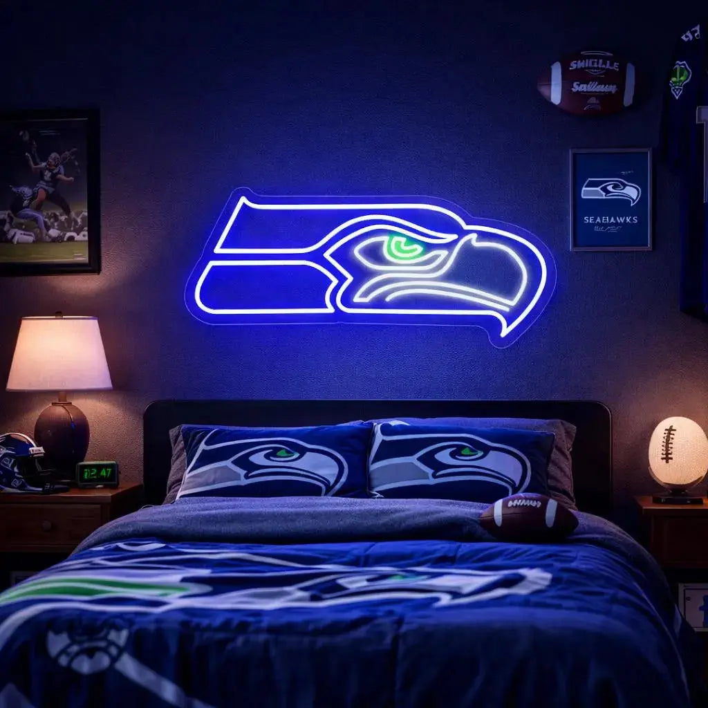 SEAHAWKS NEON SIGN | LED FOOTBALL FAN WALL LIGHT Nightglow Studio