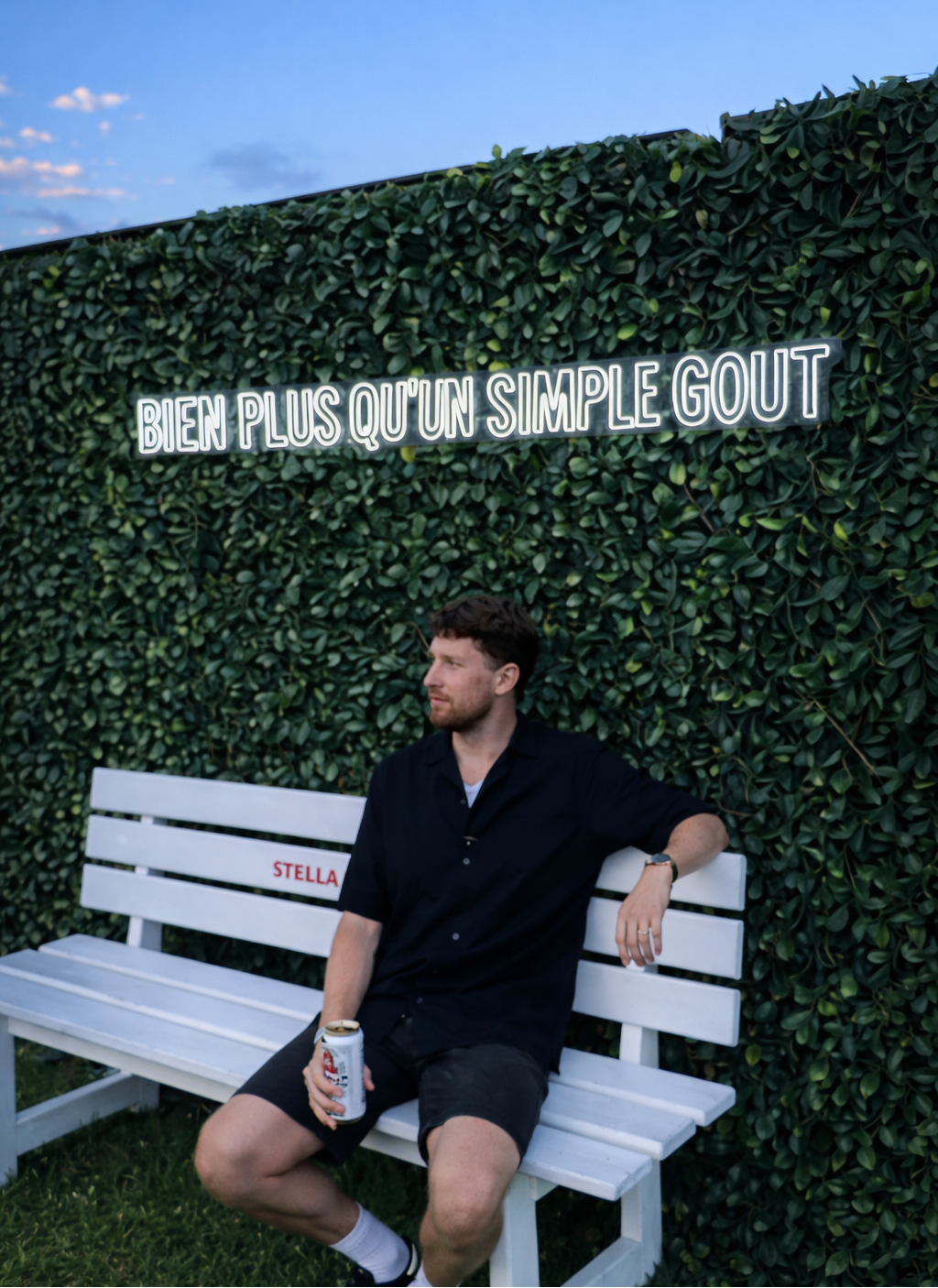 stella artois brand activation event in montreal old port with custom neon sign