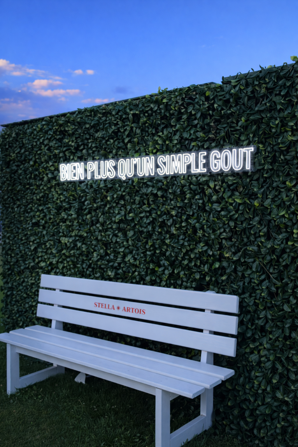 stella artois brand activation event in montreal old port with custom neon sign