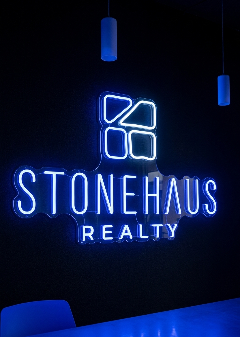 real estate office neon sign stonehaus realty neon lighting for realtors