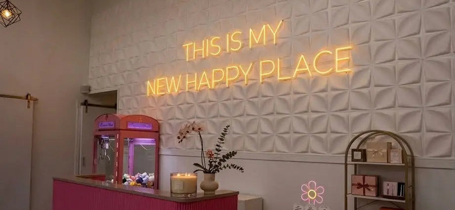 THIS IS MY NEW HAPPY PLACE NEON SIGN | LED WALL LIGHT DECOR Nightglow Studio