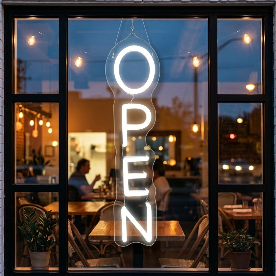 vertical open sign cool white open sign for business