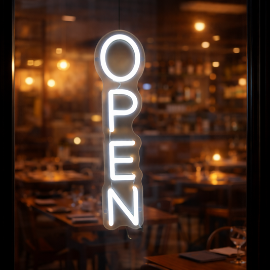 vertical open sign cool white open sign for business